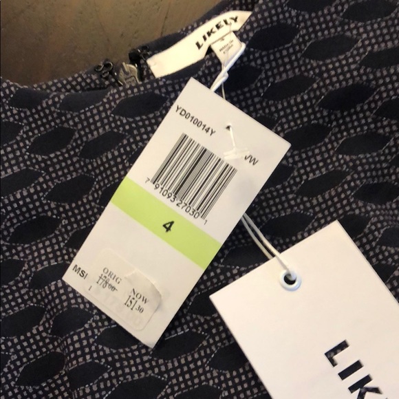 Likely size 4 blue and light grey printed dress - Picture 4 of 5